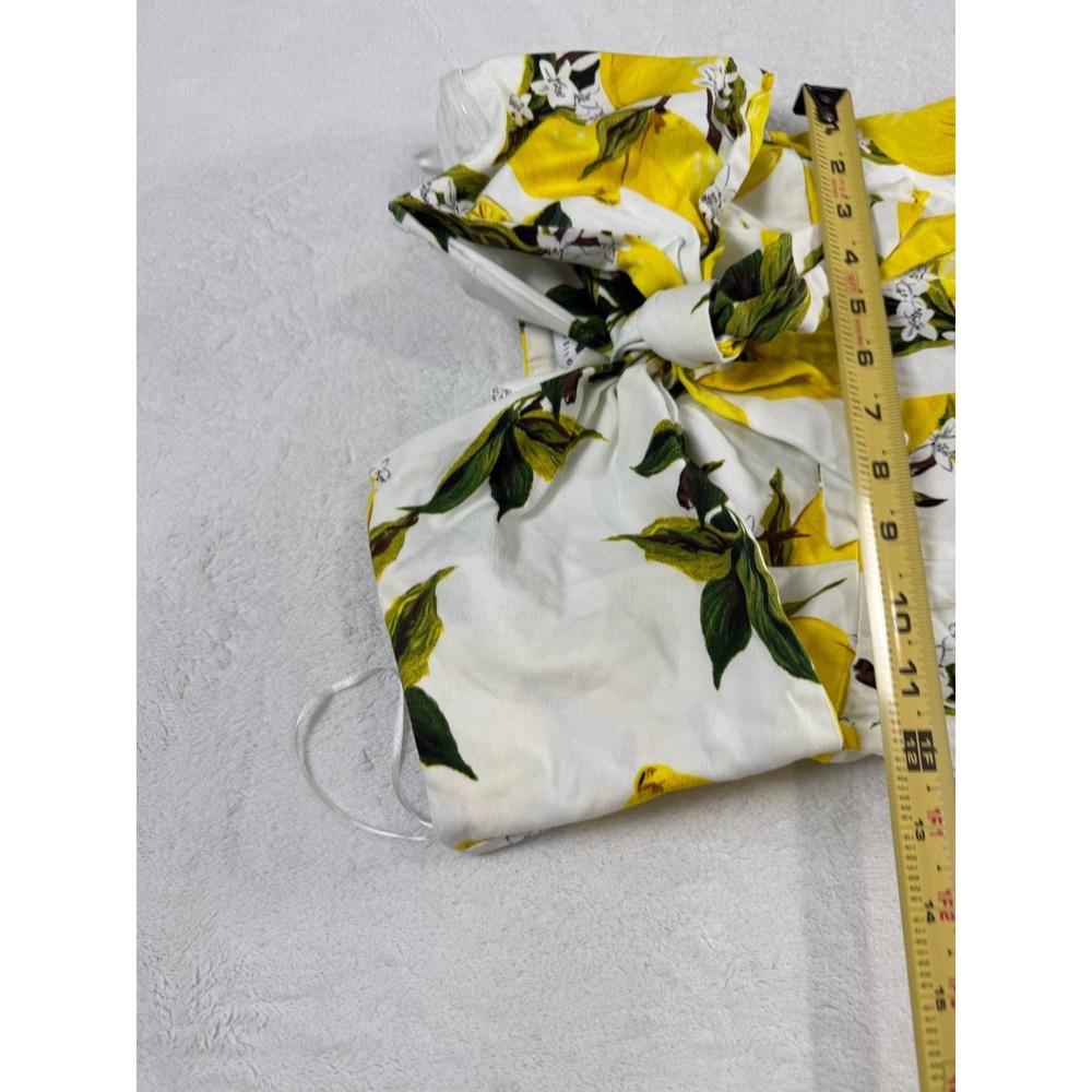 English Factory Jumpsuit Womens S White Yellow Lemon Print Tie Strapless Knotted - Picture 8 of 13